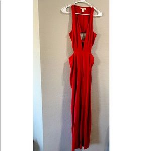 Red open side jumpsuit
